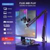 imageFIFINE Gaming PC USB Microphone Podcast Condenser Mic with Boom Arm Pop Filter Mute Button for Streaming Twitch Online Chat RGB Computer Mic for PS45 PC Gamer YoutuberAmpliGame A6TBlack