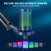 imageFIFINE Gaming PC USB Microphone Podcast Condenser Mic with Boom Arm Pop Filter Mute Button for Streaming Twitch Online Chat RGB Computer Mic for PS45 PC Gamer YoutuberAmpliGame A6TBlue
