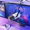 imageFIFINE USBXLR Dynamic Microphone for Podcast Recording PC Computer Gaming Streaming Mic with RGB Light Mute Button Headphones Jack Desktop Stand Vocal Mic for Singing YouTubeAmpliGame AM8White