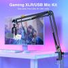 imageFIFINE XLRUSB Gaming Microphone Set Dynamic PC Mic for Streaming Podcasting Computer RGB Mic Kit with Boom Arm Stand Mute Button Headphones Jack for Recording Vocal VoiceOverAmpliGame AM8TWhite