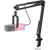 imageFIFINE XLRUSB Gaming Microphone Set Dynamic PC Mic for Streaming Podcasting Computer RGB Mic Kit with Boom Arm Stand Mute Button Headphones Jack for Recording Vocal VoiceOverAmpliGame AM8TPink