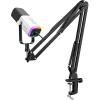 imageFIFINE XLRUSB Gaming Microphone Set Dynamic PC Mic for Streaming Podcasting Computer RGB Mic Kit with Boom Arm Stand Mute Button Headphones Jack for Recording Vocal VoiceOverAmpliGame AM8TWhite