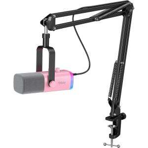 imageFIFINE XLRUSB Gaming Microphone Set Dynamic PC Mic for Streaming Podcasting Computer RGB Mic Kit with Boom Arm Stand Mute Button Headphones Jack for Recording Vocal VoiceOverAmpliGame AM8TPink