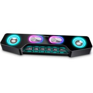 imageFifine Gaming Speakers for PC Bluetooth Computer Speakers Wireless with Auxin for Desktop Laptop RGB Desk Loudspeakers with Volume Control for Party Streaming Meeting A16 WhiteBlack